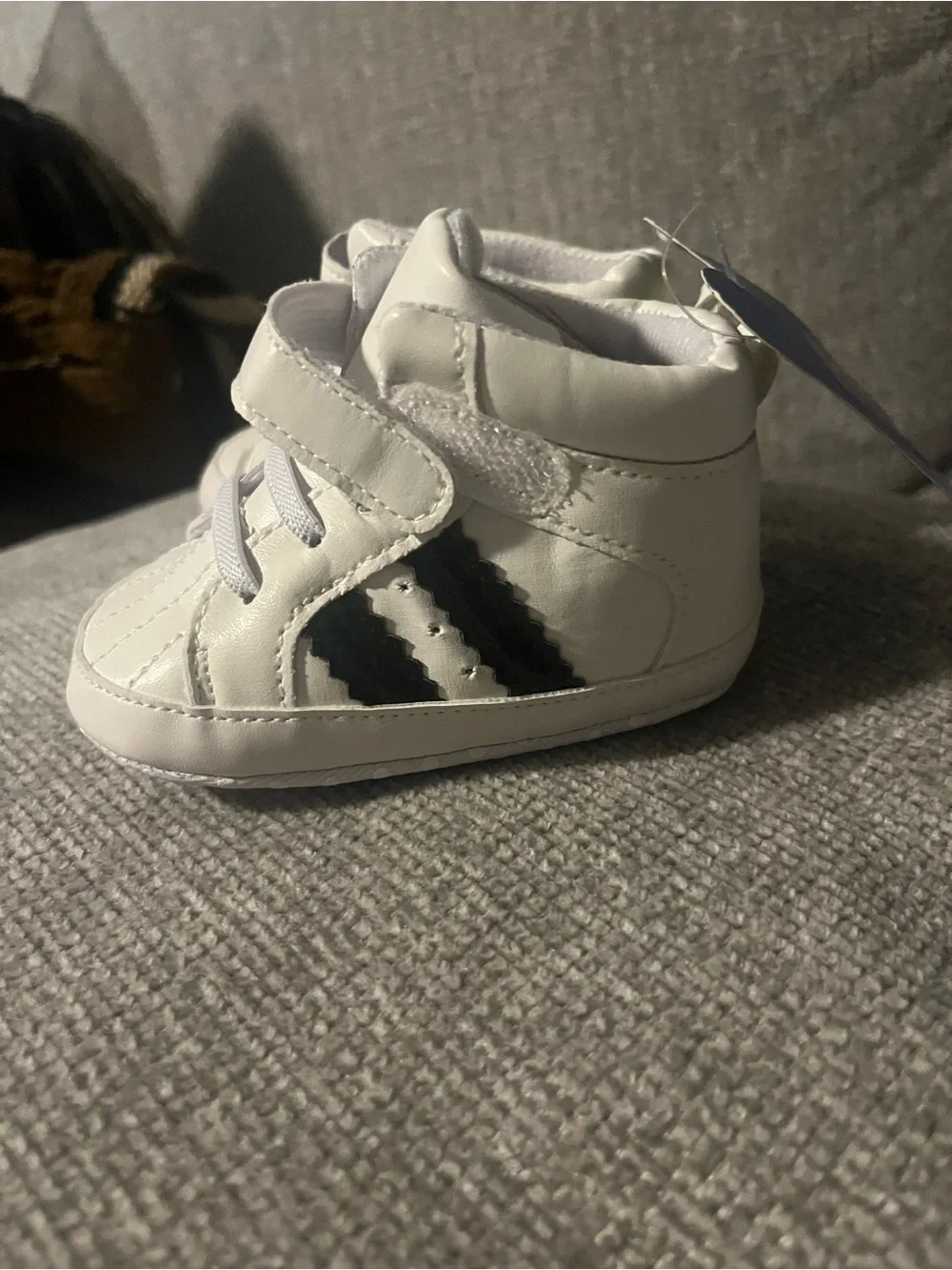 Toddler White High-Top Sneakers with Black Accent - Unbranded